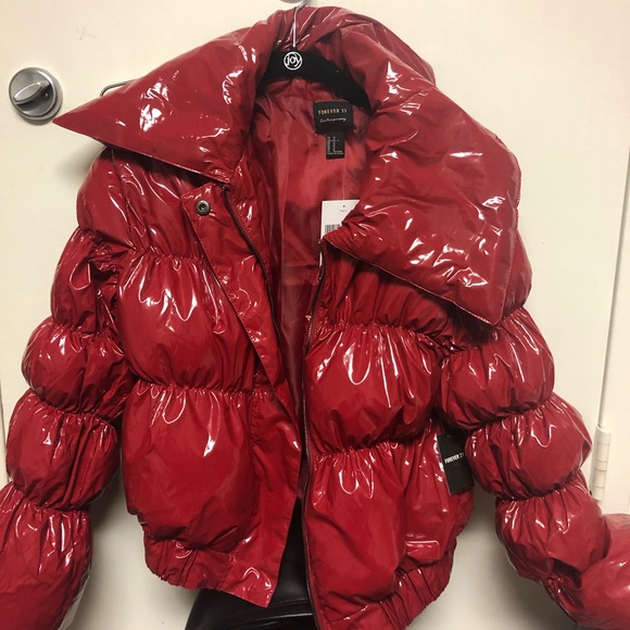 forever 21 red puffer jacket